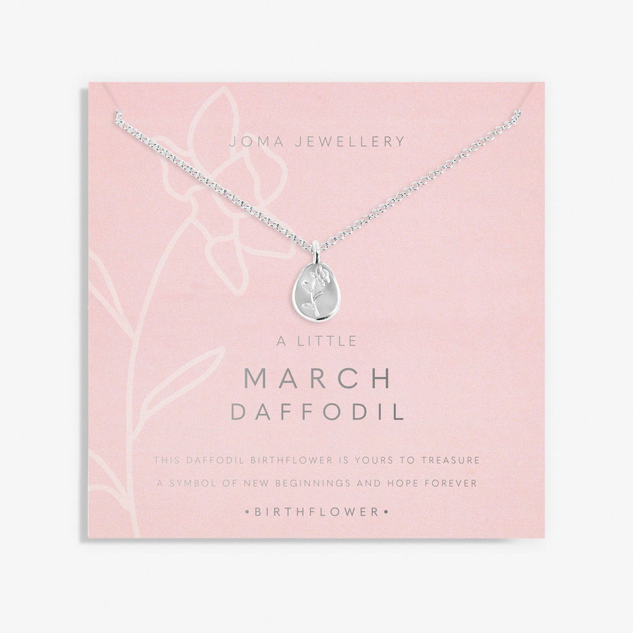 Birth Flower A Little March Daffodil Silver Plated Necklace 7461Joma Jewellery7461