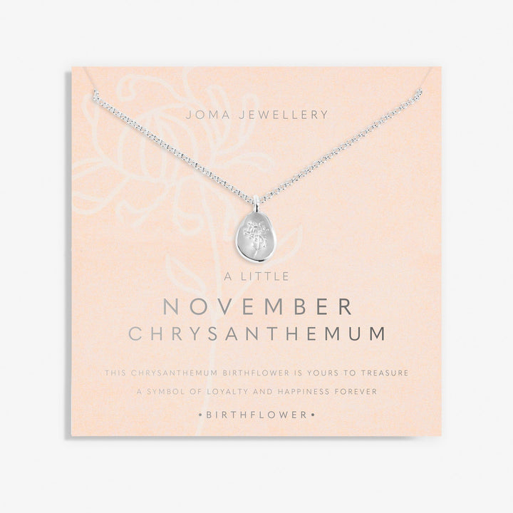 Birth Flower A Little November Chrysanthemum Silver Plated Necklace 7469Joma Jewellery7469