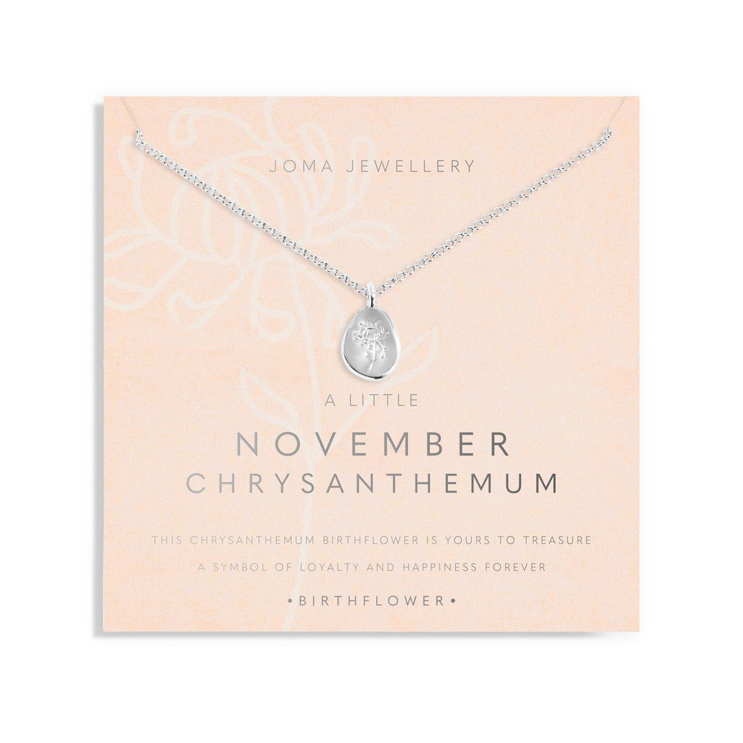 Birth Flower A Little November Chrysanthemum Silver Plated Necklace 7469Joma Jewellery7469