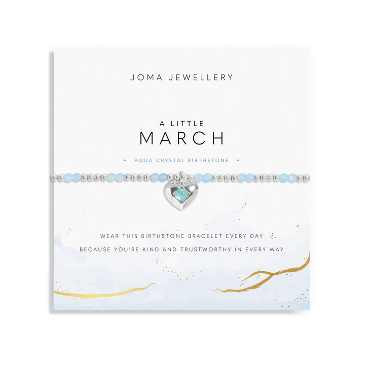 Birthstone A Little March Aqua Crystal Silver Plated Bracelet 8317Joma Jewellery8317