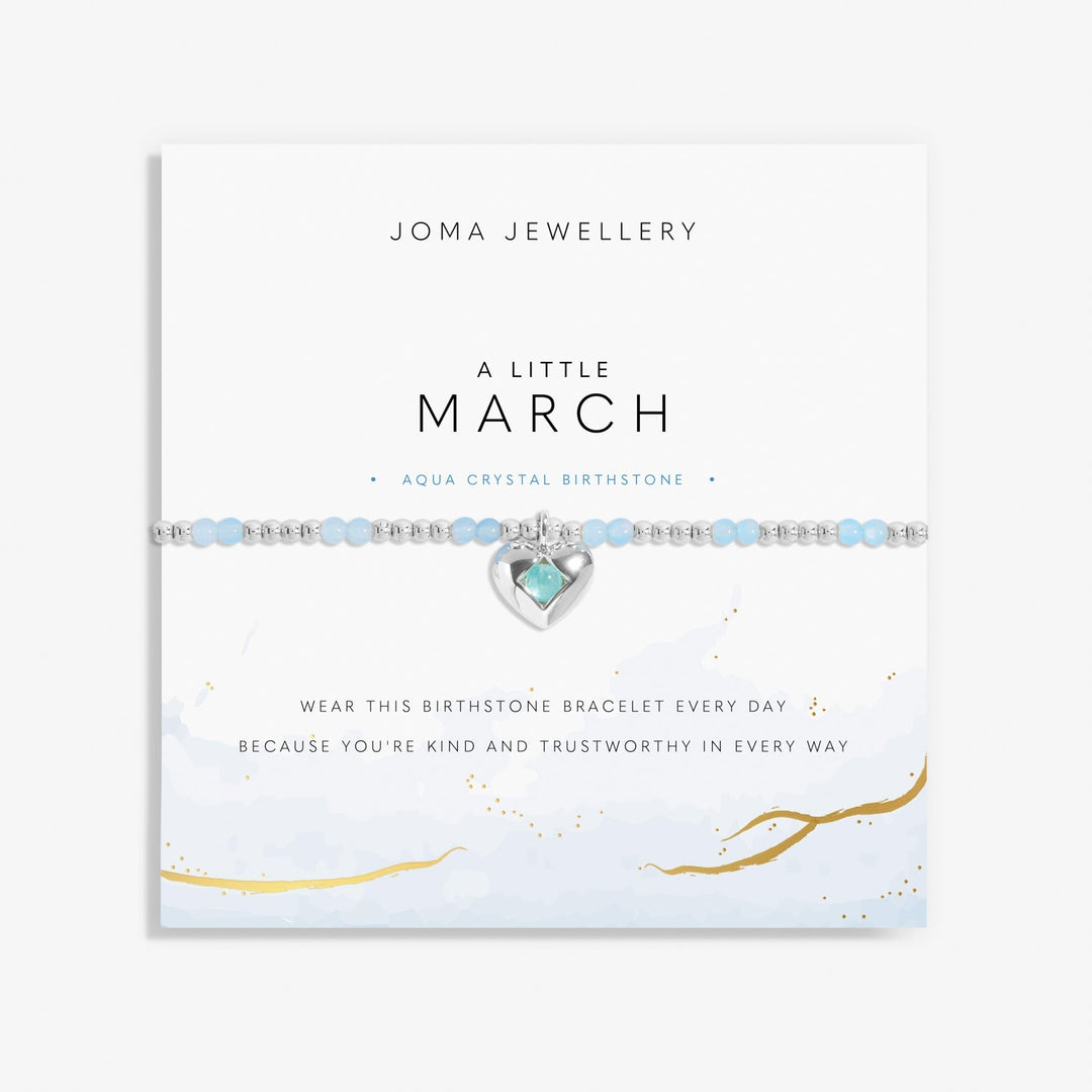 Birthstone A Little March Aqua Crystal Silver Plated Bracelet 8317Joma Jewellery8317