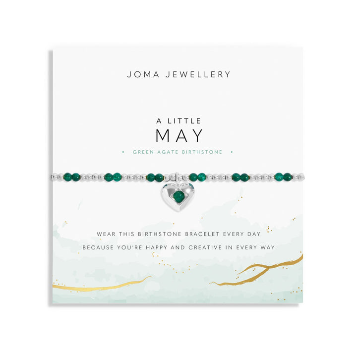 Birthstone A Little May Green Agate Silver Plated Bracelet 8319Joma Jewellery8319