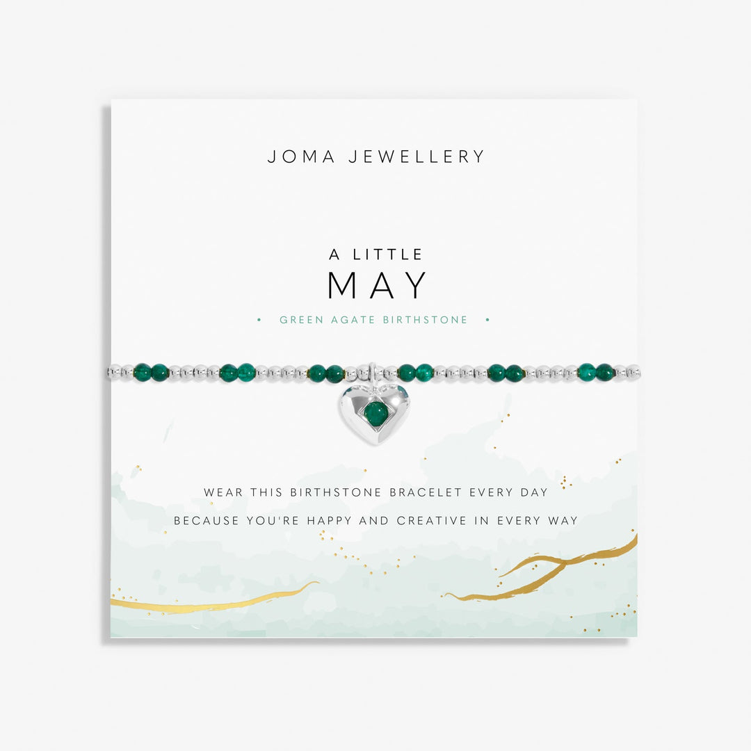 Birthstone A Little May Green Agate Silver Plated Bracelet 8319Joma Jewellery8319