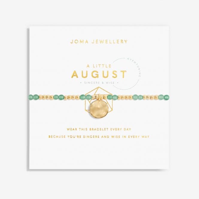 Birthstone August Aventurine Gold 17.5cm Stretch Bracelet 6139Joma Jewellery6139