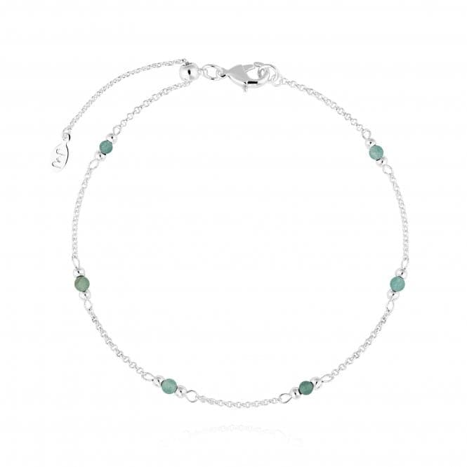 Birthstone August Aventurine Silver 26cm Adjustable Anklet 4207Joma Jewellery4207