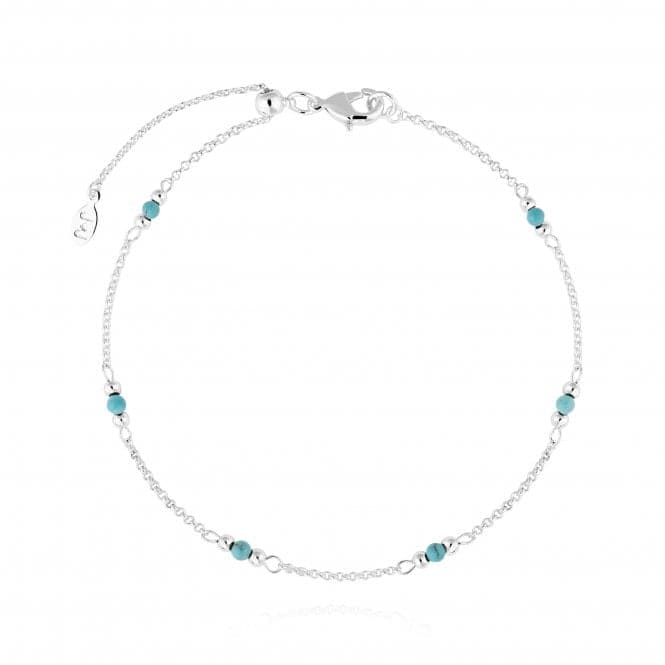 Birthstone December Turquoise Silver Bracelet 26cm Adjustable Anklet 4211Joma Jewellery4211