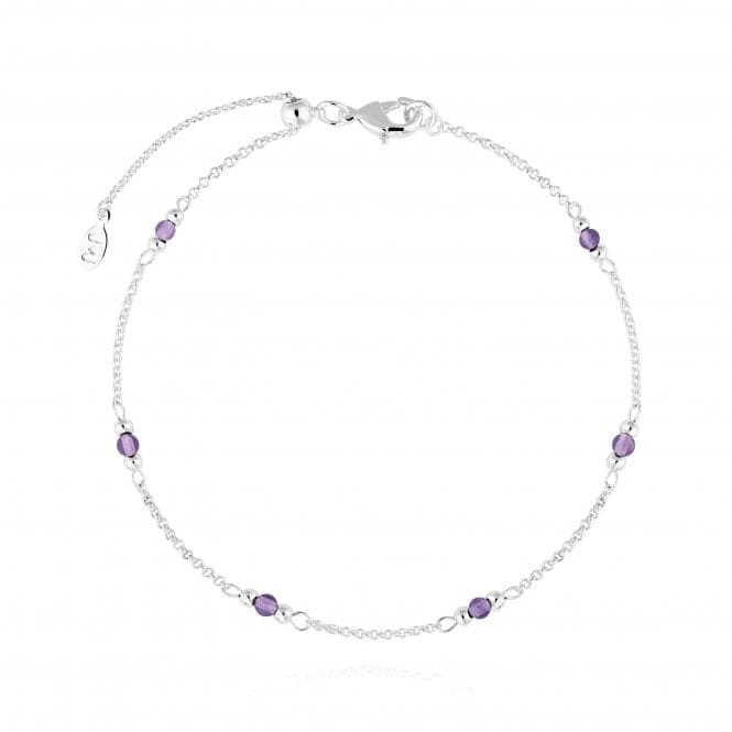 Birthstone February Amethyst Silver 26cm Adjustable Anklet 4201Joma Jewellery4201