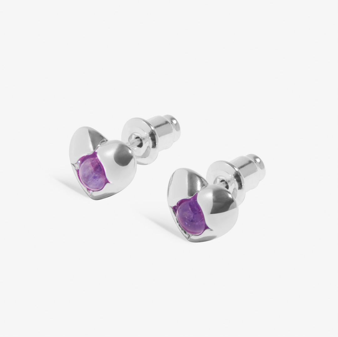 Birthstone February Amethyst Silver Plated Earrings 8388Joma Jewellery8388