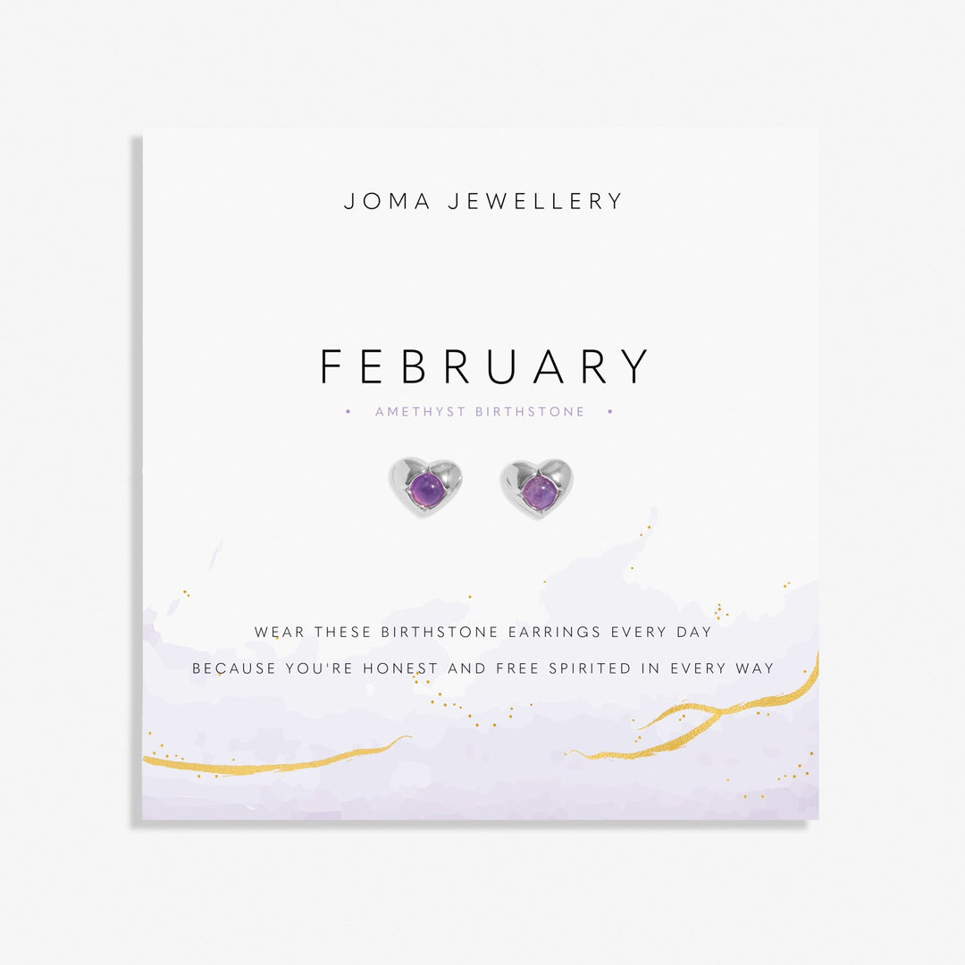 Birthstone February Amethyst Silver Plated Earrings 8388Joma Jewellery8388