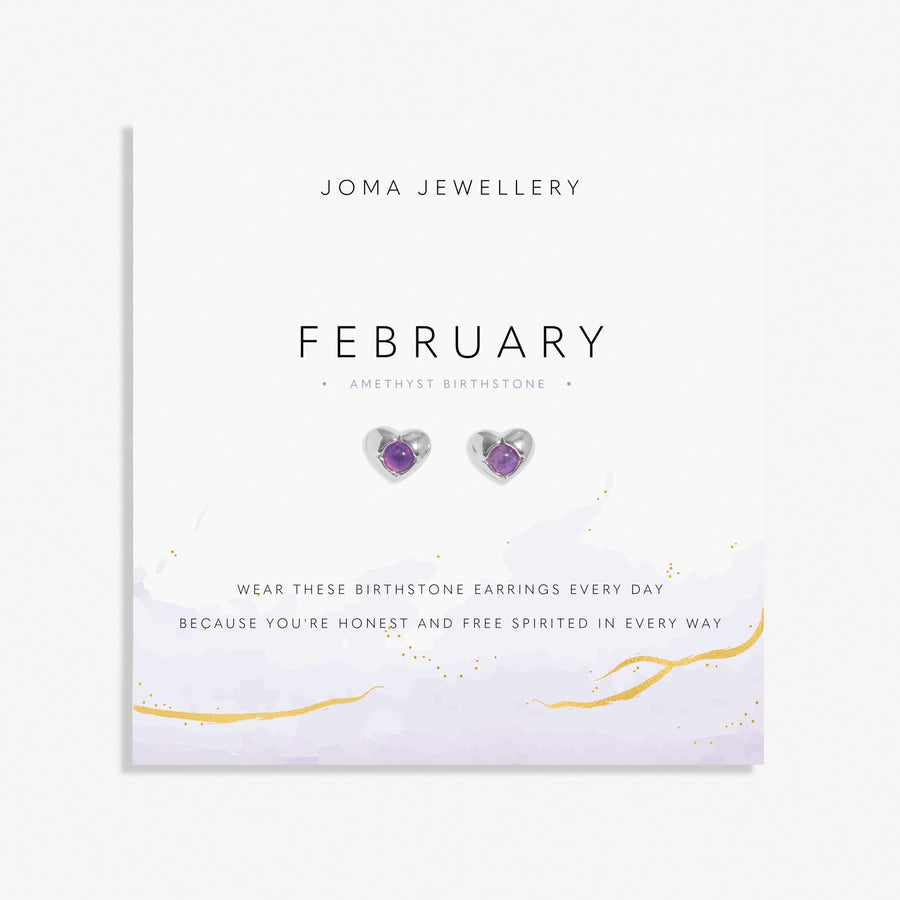 Birthstone February Amethyst Silver Plated Earrings 8388Joma Jewellery8388