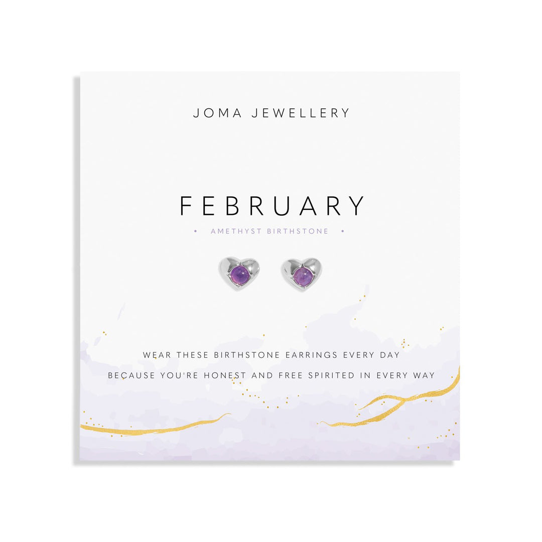 Birthstone February Amethyst Silver Plated Earrings 8388Joma Jewellery8388