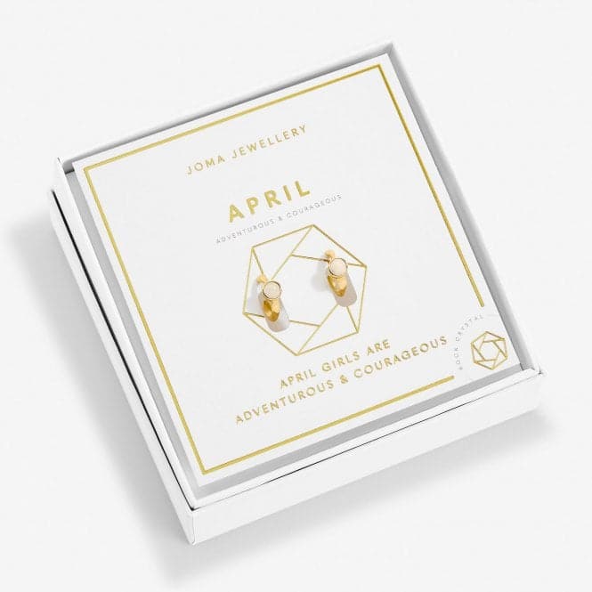 Birthstone Hoop Earring April Gold Plated Earrings 6750Joma Jewellery6750