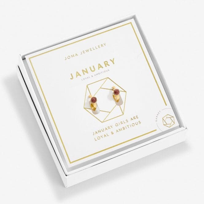 Birthstone Hoop Earring January Gold Plated Earrings 6747Joma Jewellery6747