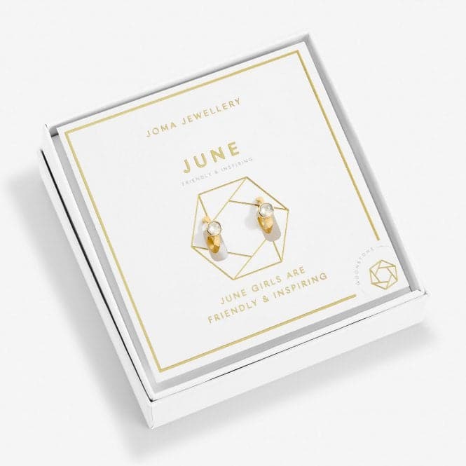 Birthstone Hoop Earring June Gold Plated Earrings 6752Joma Jewellery6752