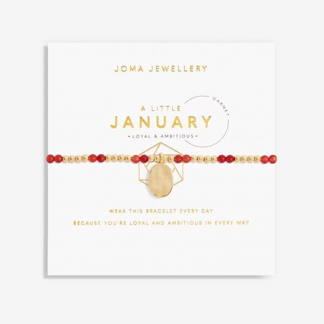 Birthstone January Garnet Gold 17.5cm Stretch Bracelet 6132Joma Jewellery6132