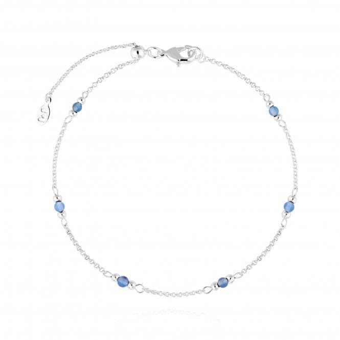 Birthstone March Aqua Crystal Silver 26cm Adjustable Anklet 4202Joma Jewellery4202