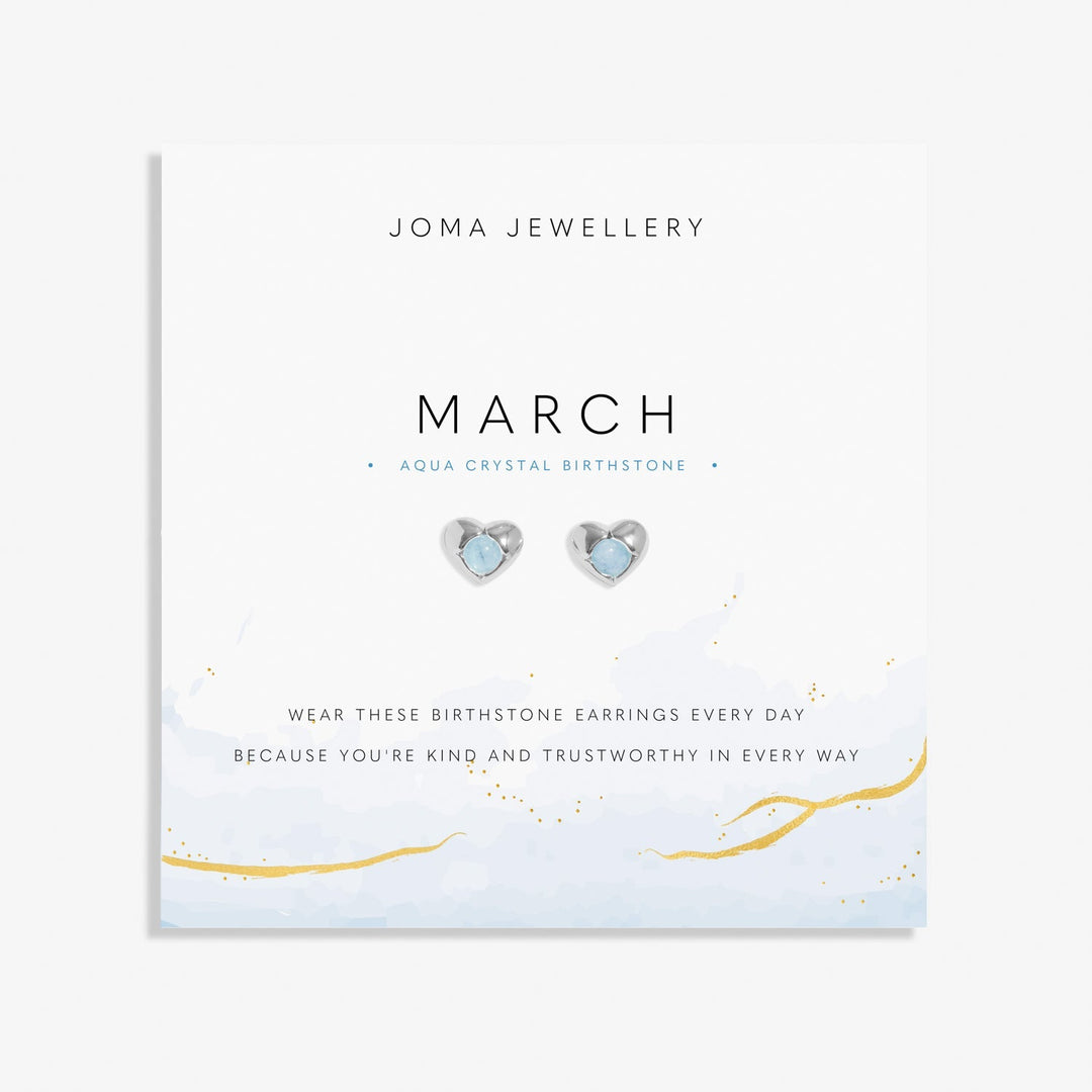 Birthstone March Aqua Crystal Silver Plated Earrings 8389Joma Jewellery8389