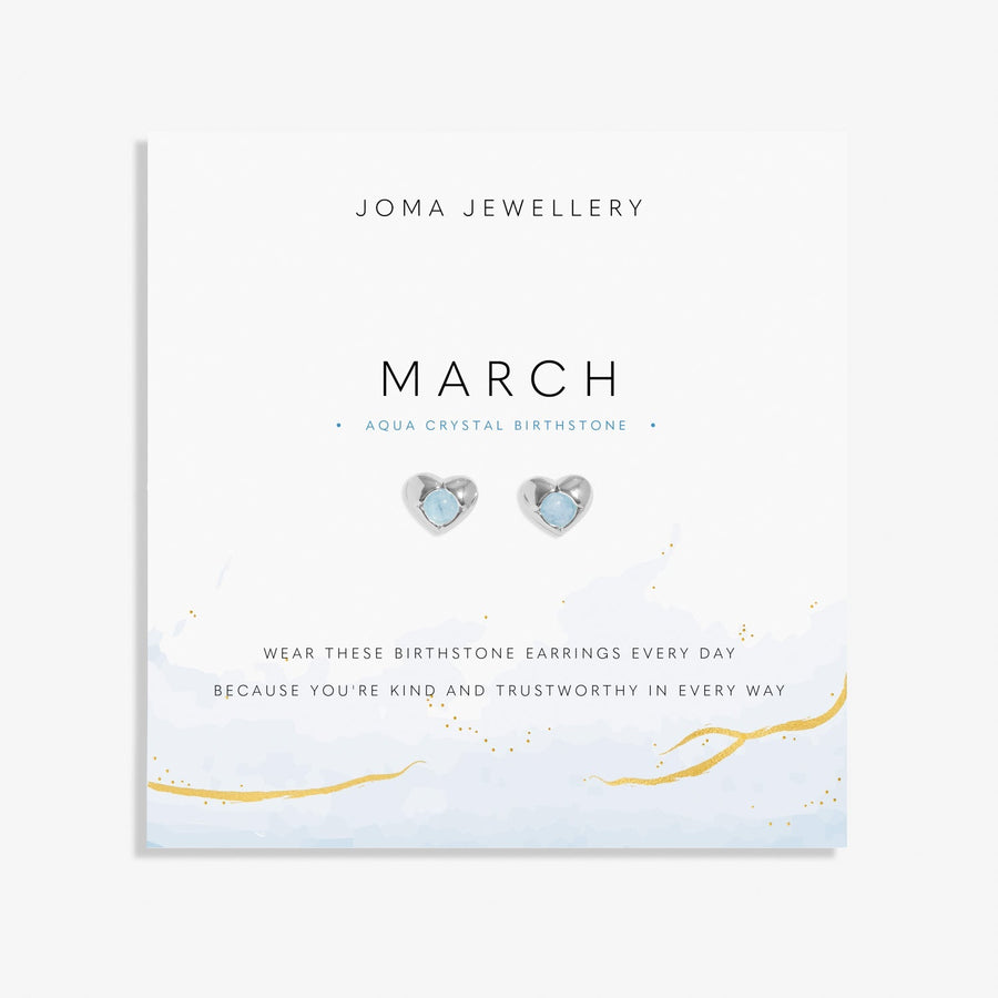 Birthstone March Aqua Crystal Silver Plated Earrings 8389Joma Jewellery8389