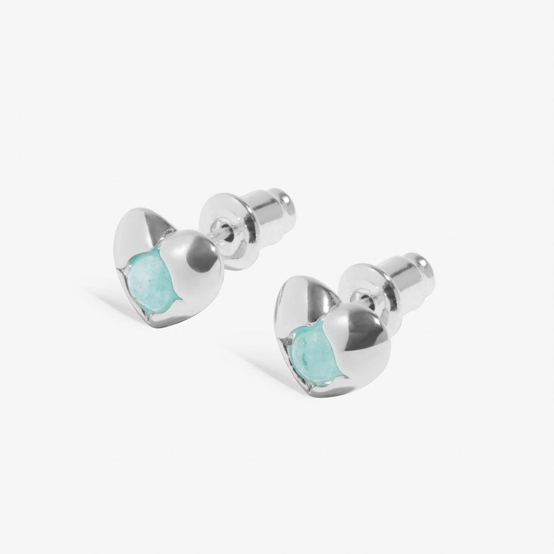 Birthstone March Aqua Crystal Silver Plated Earrings 8389Joma Jewellery8389