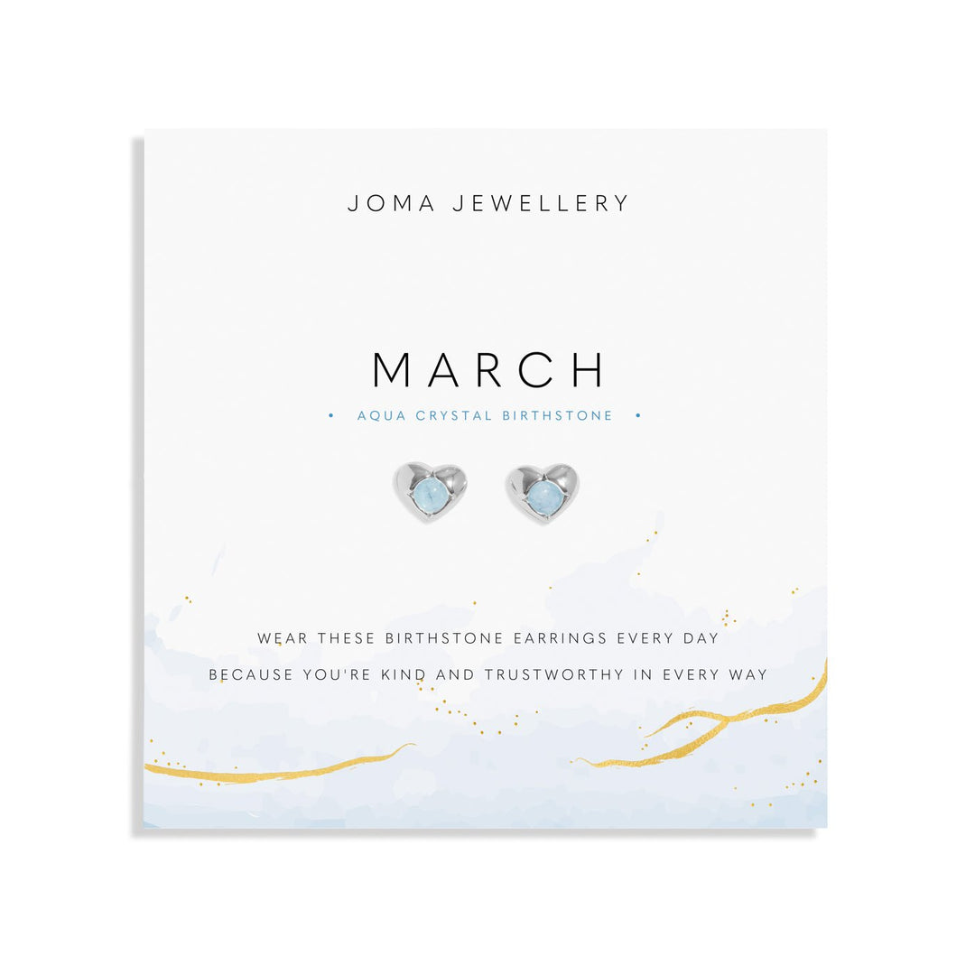 Birthstone March Aqua Crystal Silver Plated Earrings 8389Joma Jewellery8389