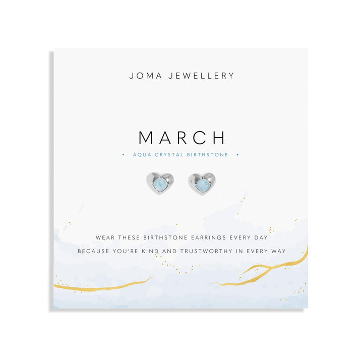 Birthstone March Aqua Crystal Silver Plated Earrings 8389Joma Jewellery8389