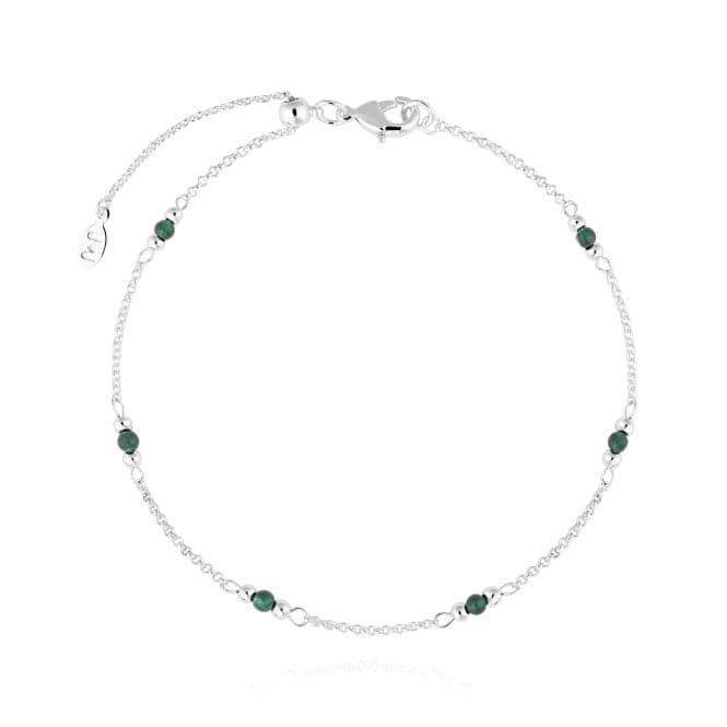 Birthstone May Green Agate Silver 26cm Adjustable Anklet 4204Joma Jewellery4204