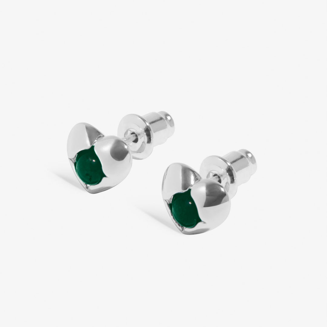 Birthstone May Green Agate Silver Plated Earrings 8391Joma Jewellery8391