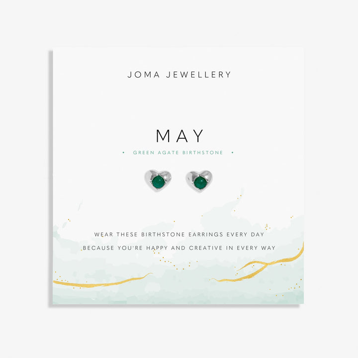 Birthstone May Green Agate Silver Plated Earrings 8391Joma Jewellery8391