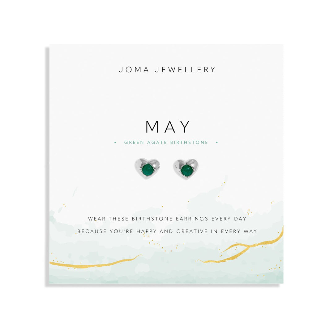 Birthstone May Green Agate Silver Plated Earrings 8391Joma Jewellery8391