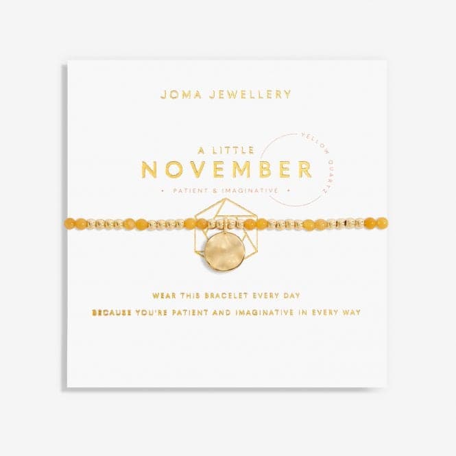 Birthstone November Yellow Quartz Gold 17.5cm Stretch Bracelet 6142Joma Jewellery6142
