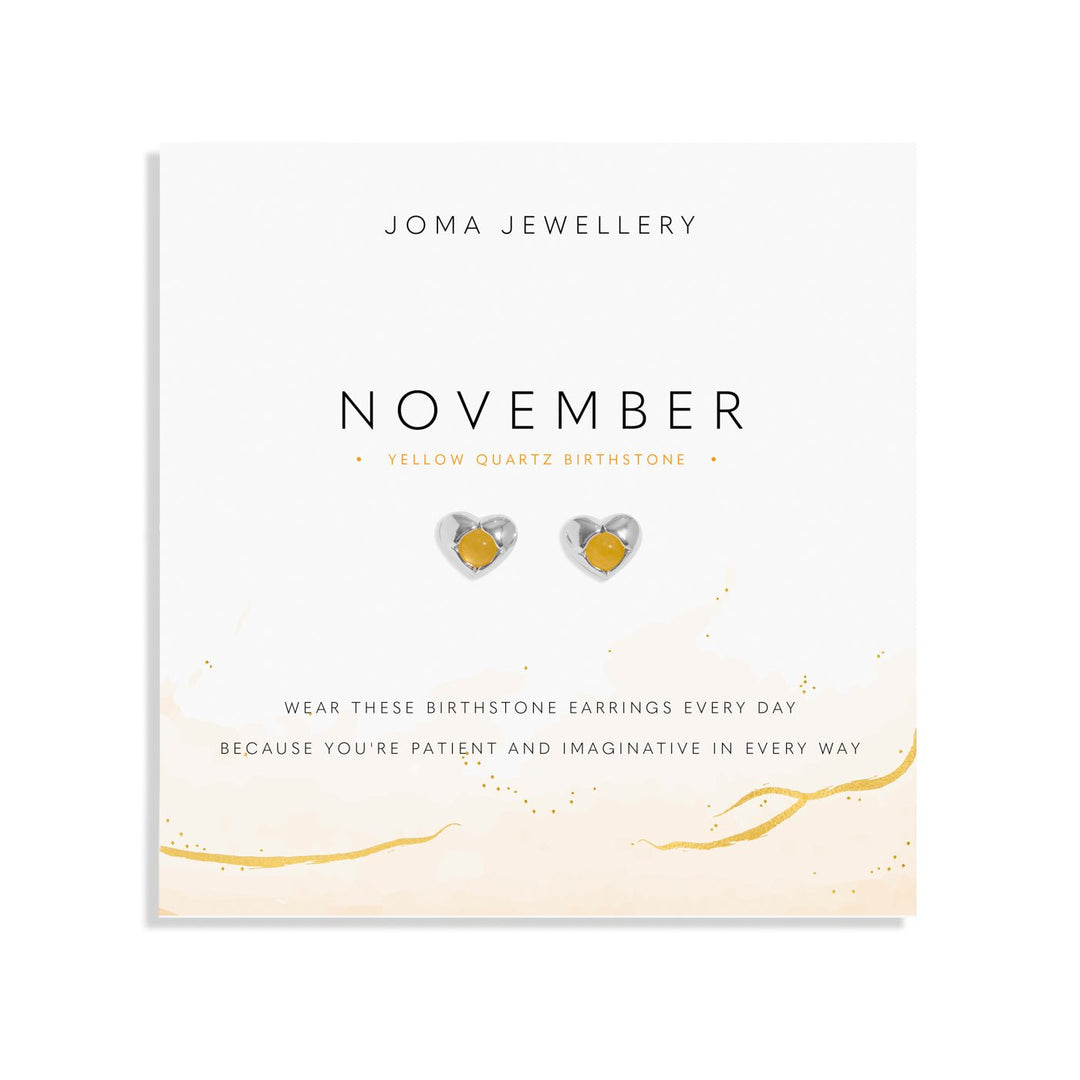 Birthstone November Yellow Quartz Silver Plated Earrings 8397Joma Jewellery8397