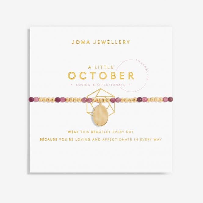 Birthstone October Tourmaline Gold 17.5cm Stretch Bracelet 6141Joma Jewellery6141