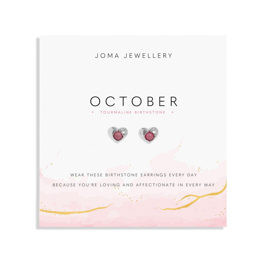 Birthstone October Tourmaline Silver Plated Earrings 8396Joma Jewellery8396