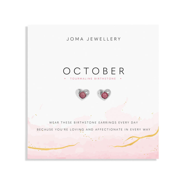 Birthstone October Tourmaline Silver Plated Earrings 8396Joma Jewellery8396