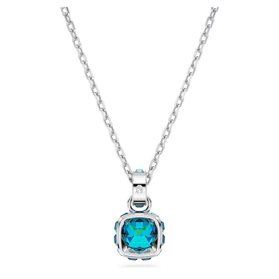 Birthstone Rhodium Plated Blue Square Cut December Pendant 5651707Swarovski5651707