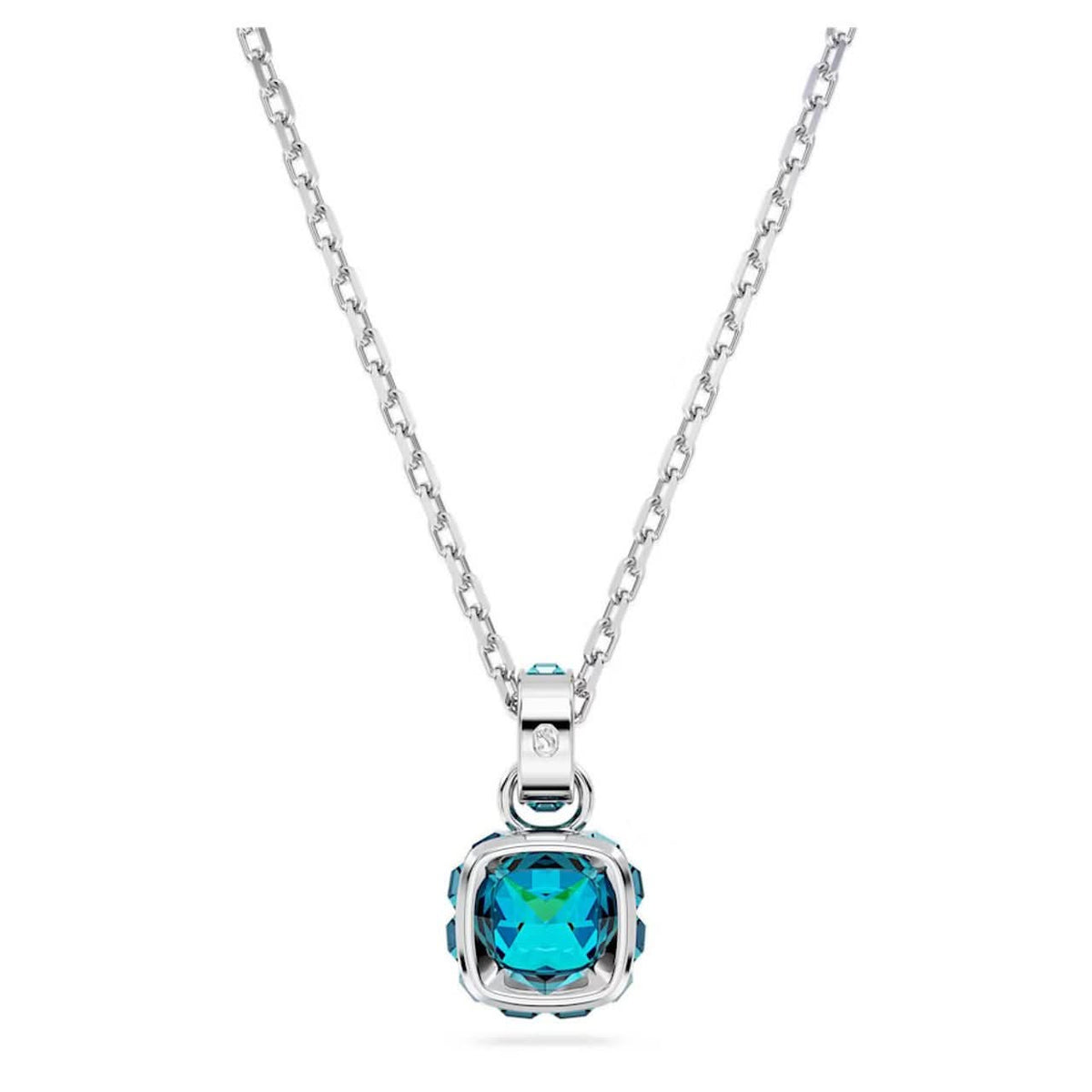 Birthstone Rhodium Plated Blue Square Cut December Pendant 5651707Swarovski5651707