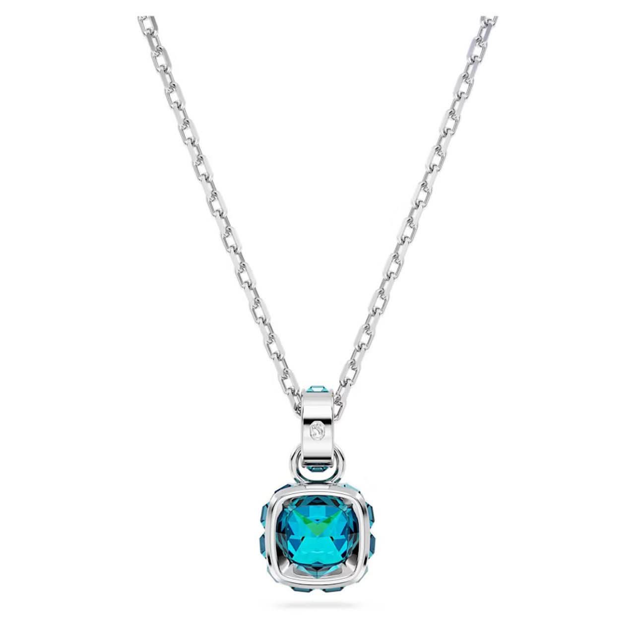Birthstone Rhodium Plated Blue Square Cut December Pendant 5651707Swarovski5651707