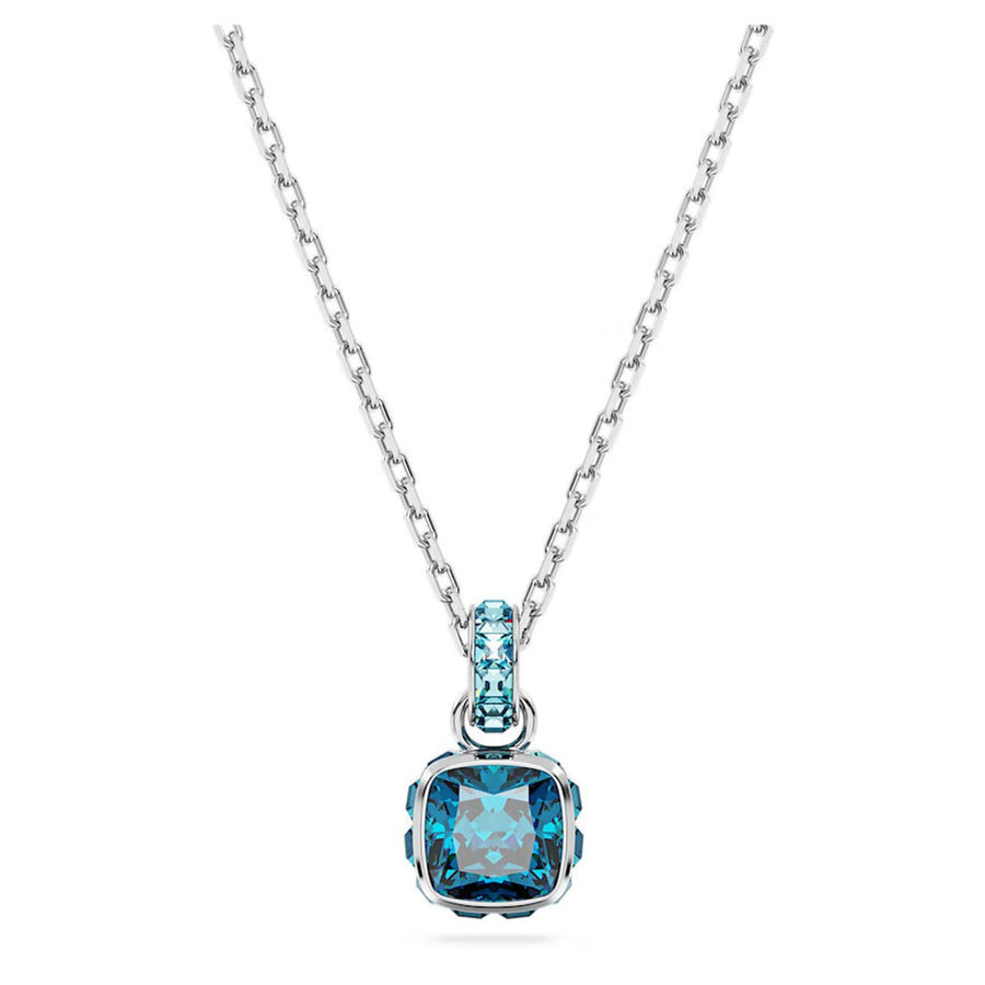 Birthstone Rhodium Plated Blue Square Cut December Pendant 5651707Swarovski5651707