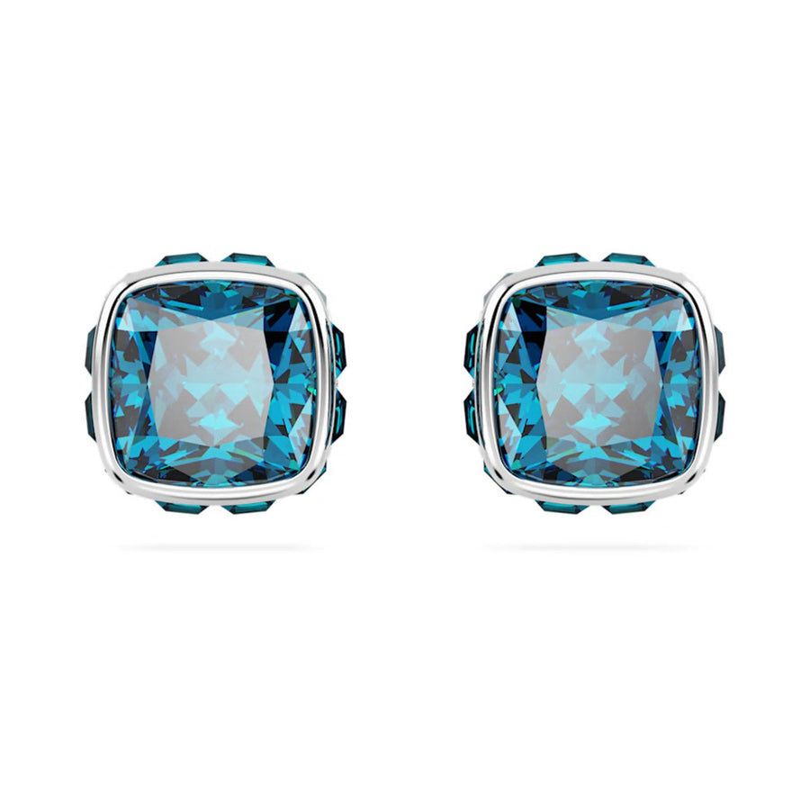 Birthstone Rhodium Plated Blue Square Cut December Stud Earrings 5660796Swarovski5660796