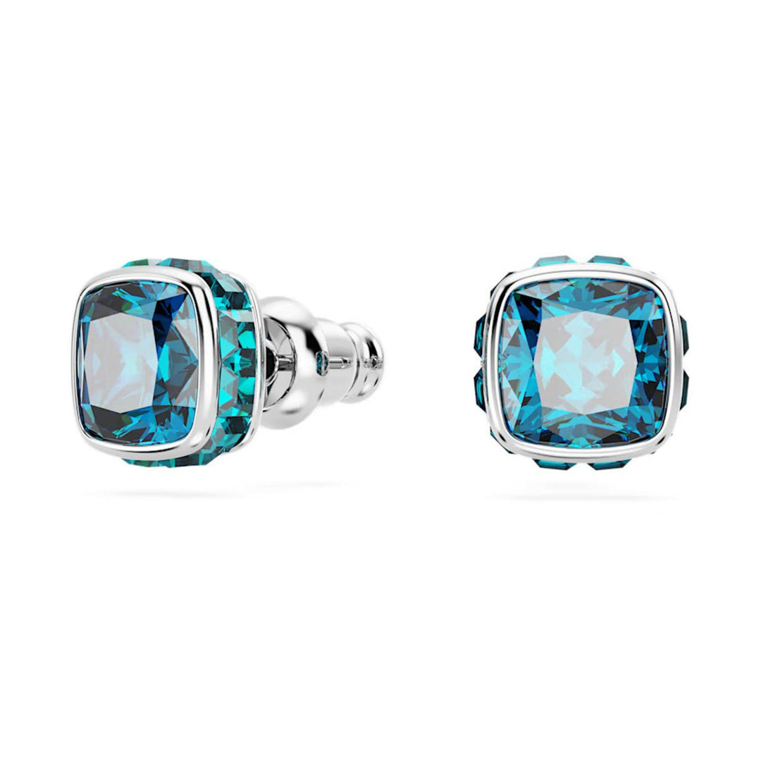 Birthstone Rhodium Plated Blue Square Cut December Stud Earrings 5660796Swarovski5660796