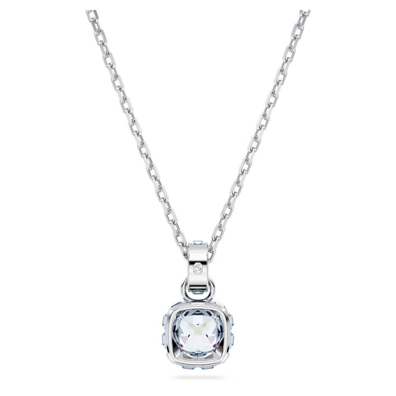 Birthstone Rhodium Plated Blue Square Cut March Pendant 5651794Swarovski5651794