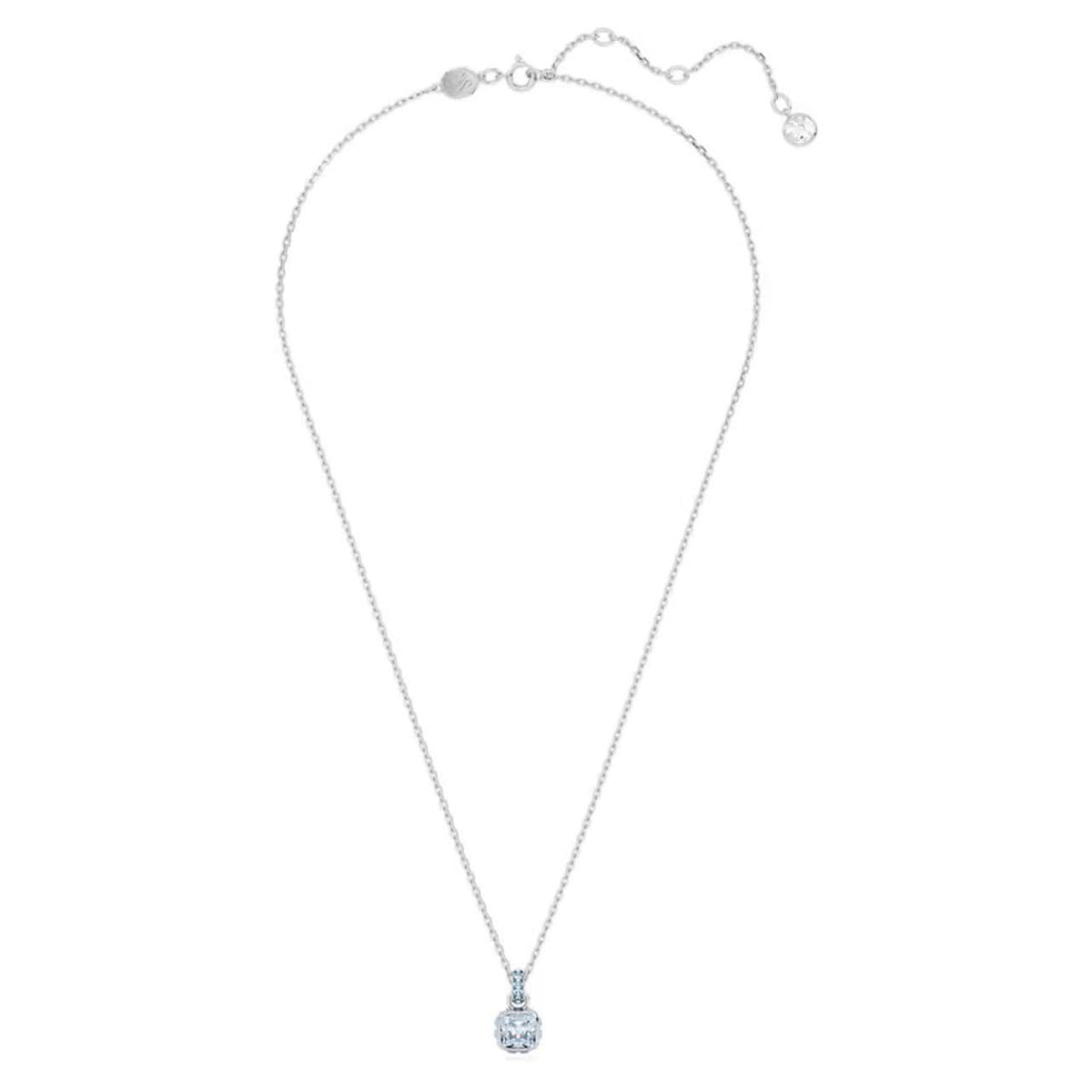 Birthstone Rhodium Plated Blue Square Cut March Pendant 5651794Swarovski5651794