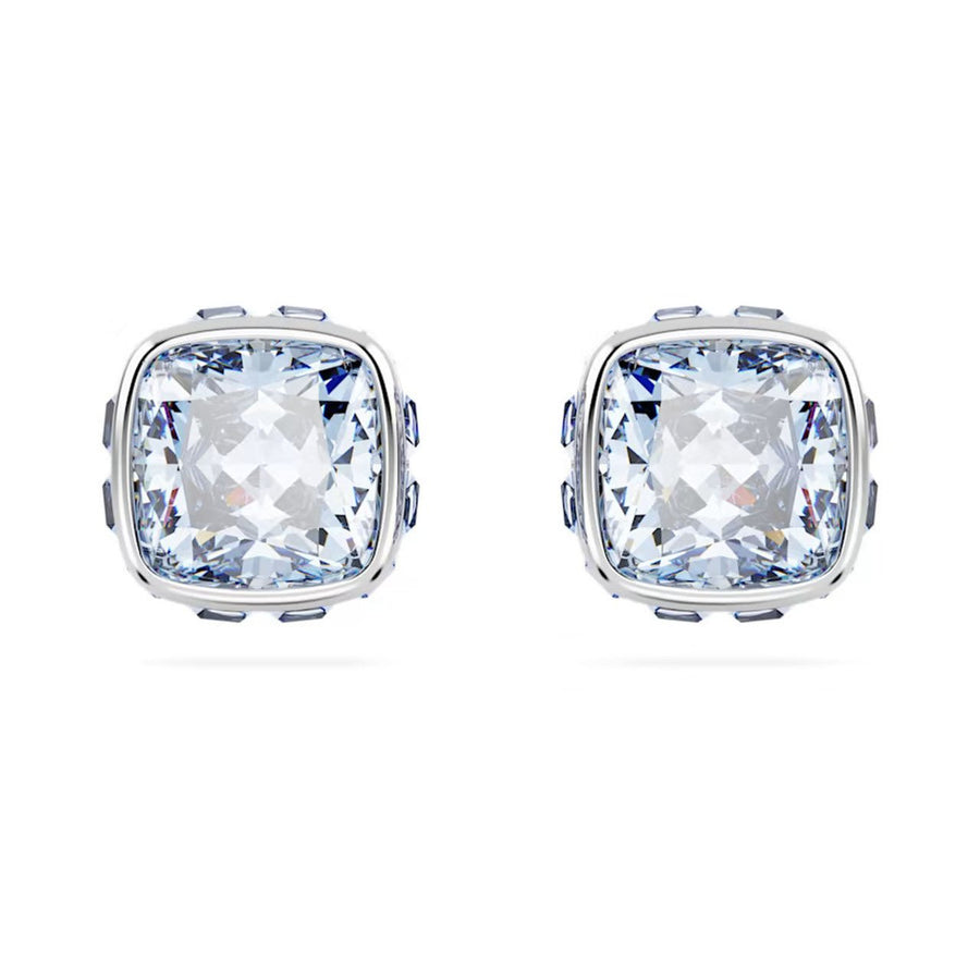 Birthstone Rhodium Plated Blue Square Cut March Stud Earrings 5660800Swarovski5660800