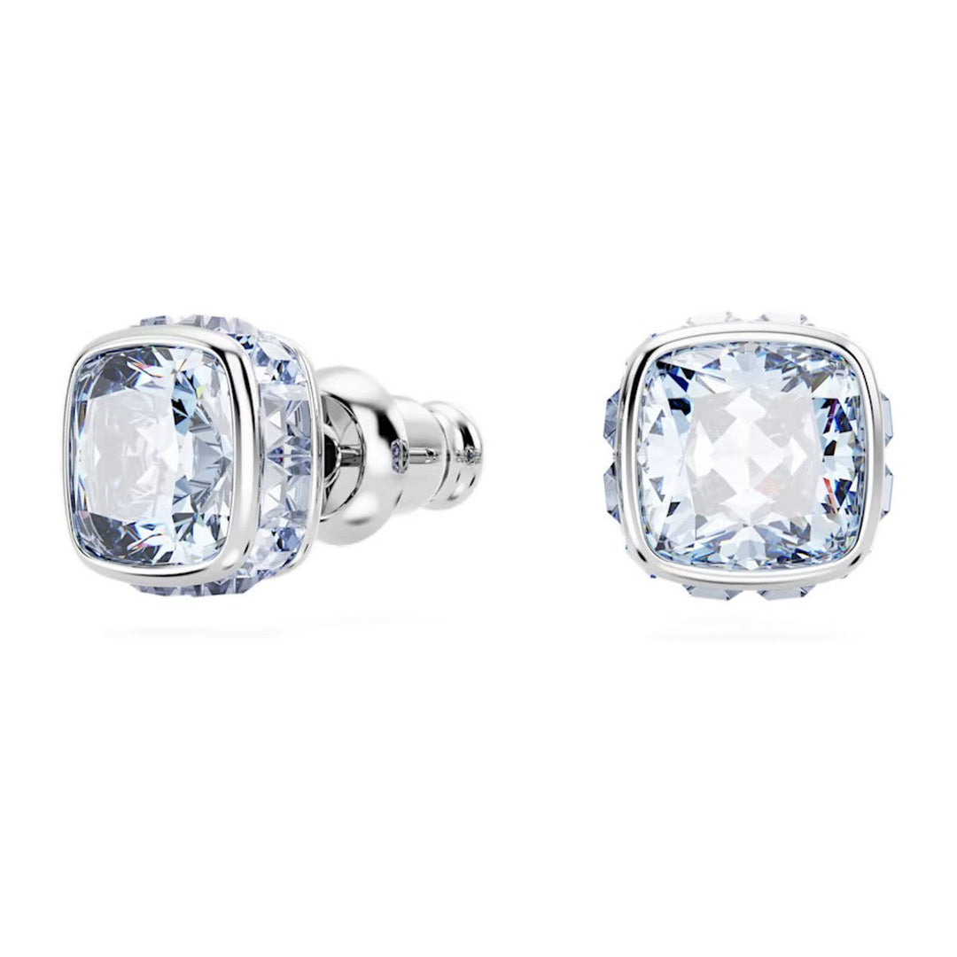 Birthstone Rhodium Plated Blue Square Cut March Stud Earrings 5660800Swarovski5660800