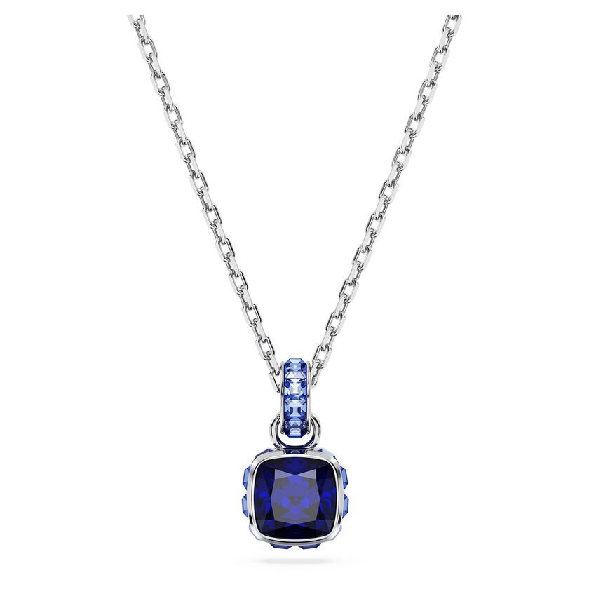 Birthstone Rhodium Plated Blue Square Cut September Pendant 5651790Swarovski5651790