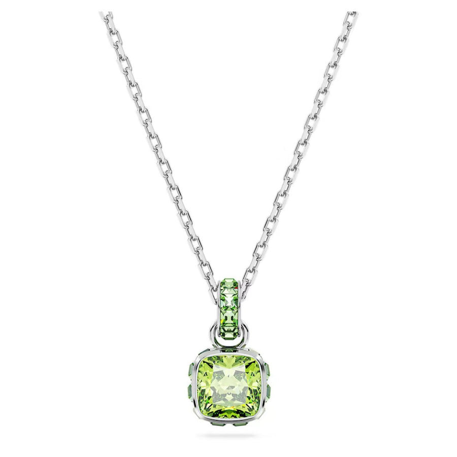 Birthstone Rhodium Plated Green Square Cut August Pendant 5651706Swarovski5651706