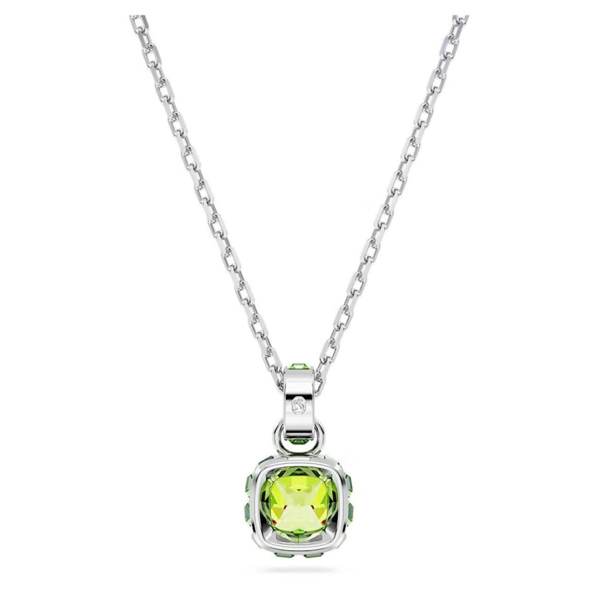 Birthstone Rhodium Plated Green Square Cut August Pendant 5651706Swarovski5651706