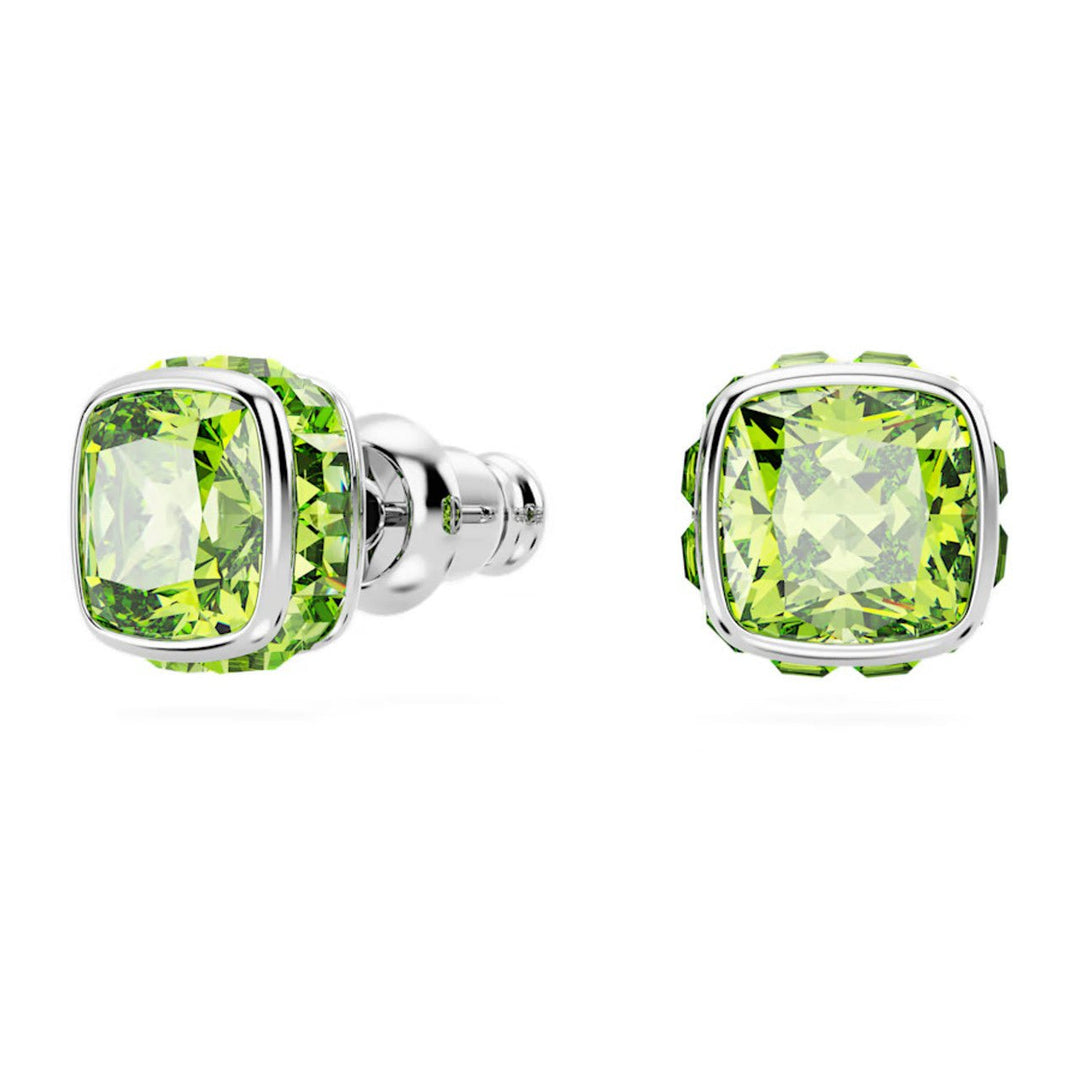 Birthstone Rhodium Plated Green Square Cut August Stud Earrings 5661958Swarovski5661958