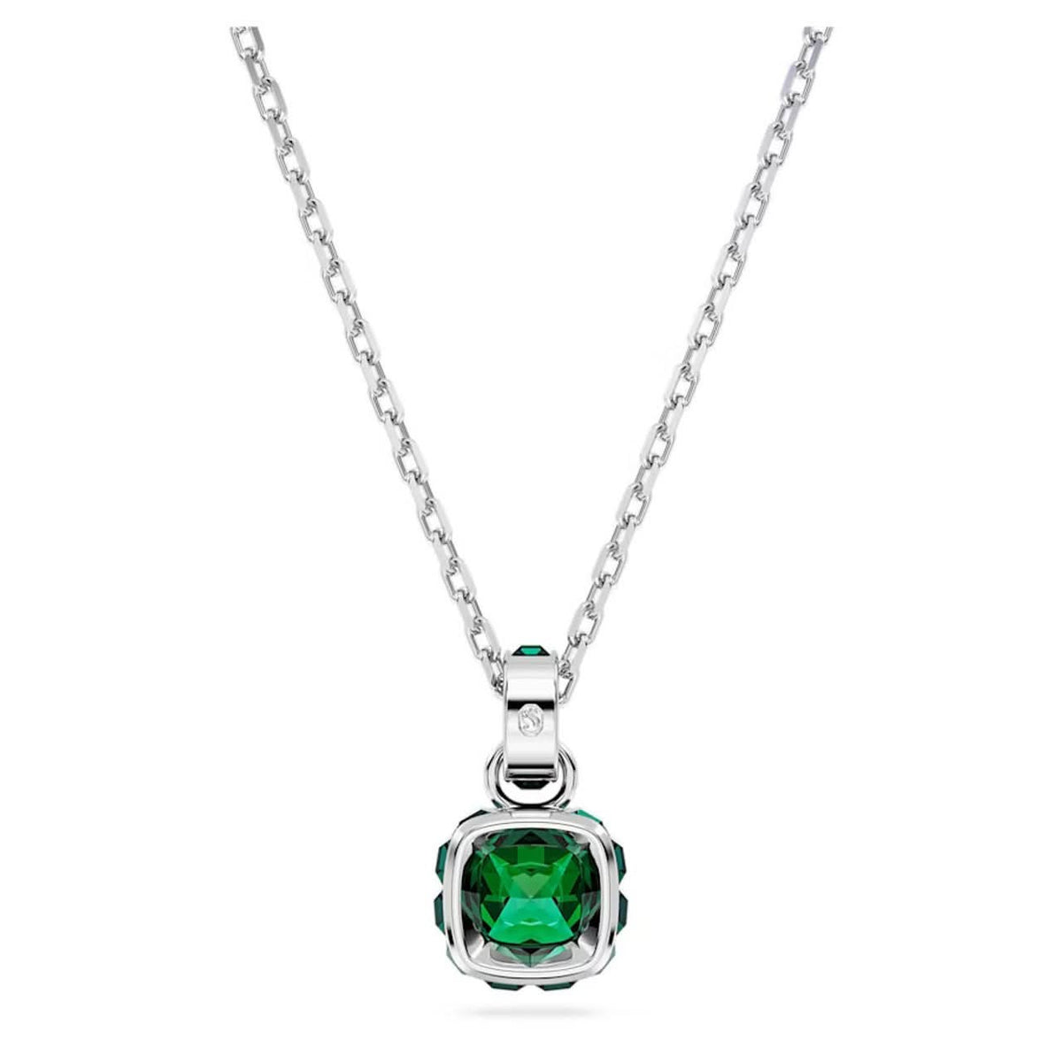 Birthstone Rhodium Plated Green Square Cut May Pendant 5651793Swarovski5651793
