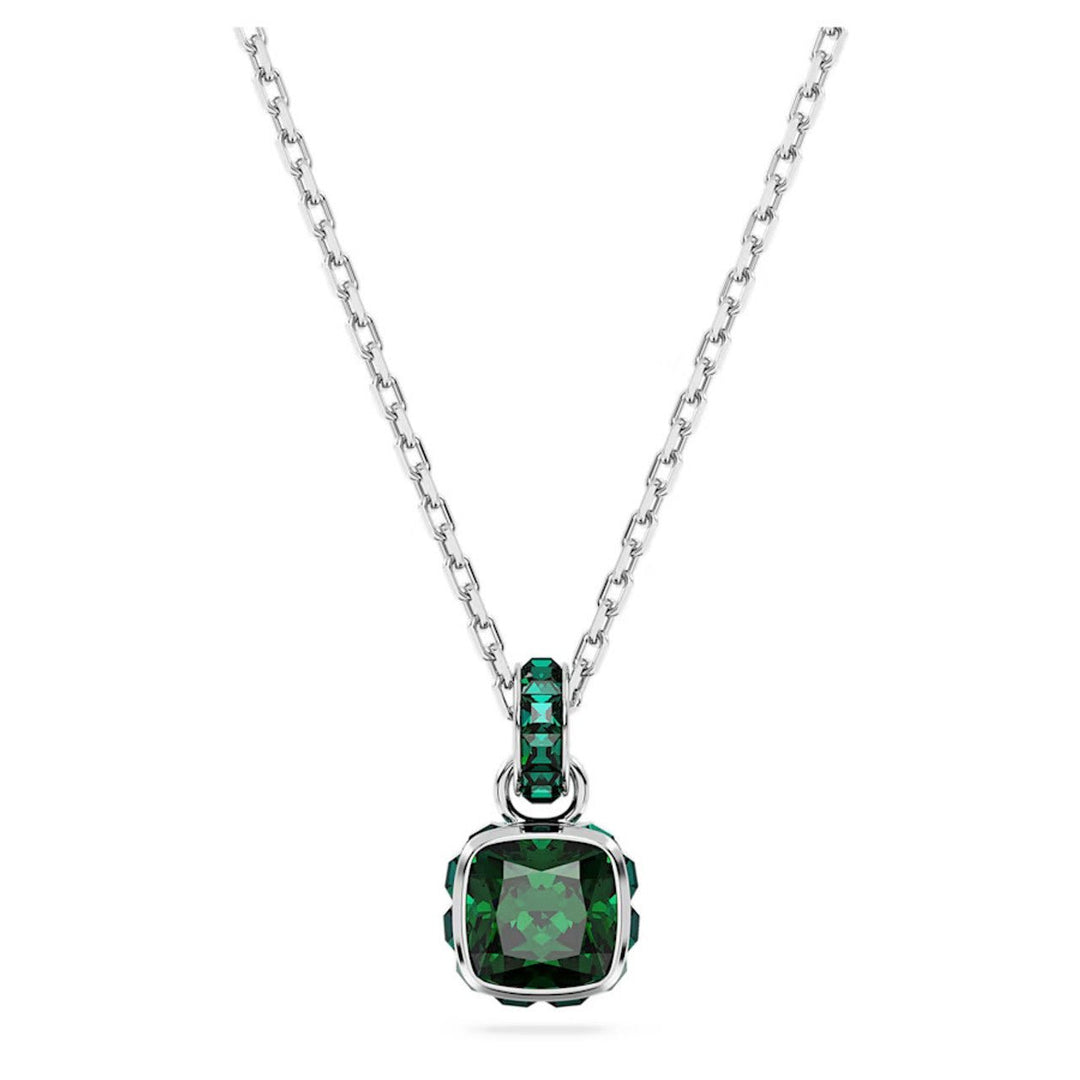 Birthstone Rhodium Plated Green Square Cut May Pendant 5651793Swarovski5651793